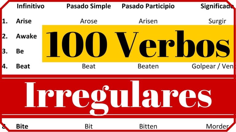100 verbos irregulares en ingles pdf