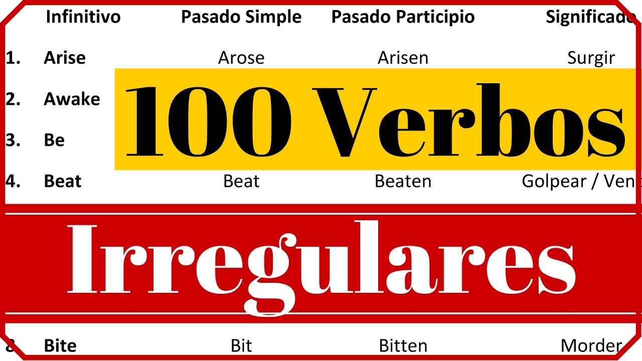 100 verbos irregulares en ingles pdf