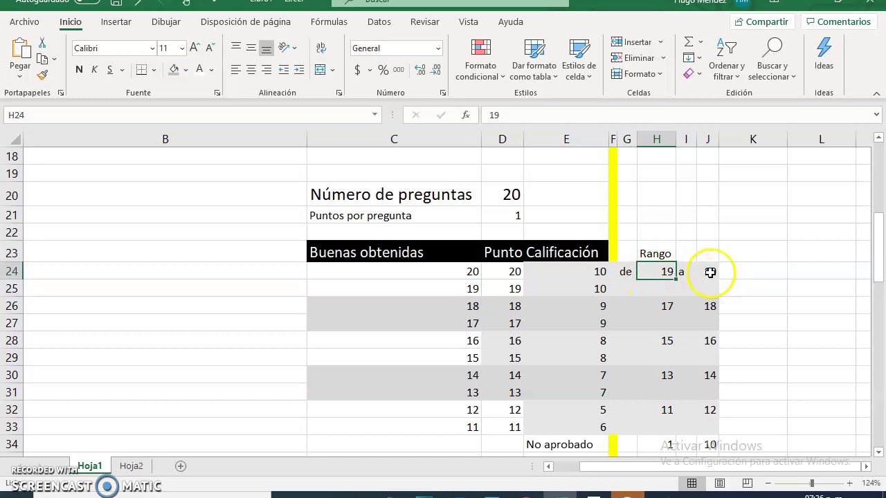 como calificar un examen de 20 preguntas