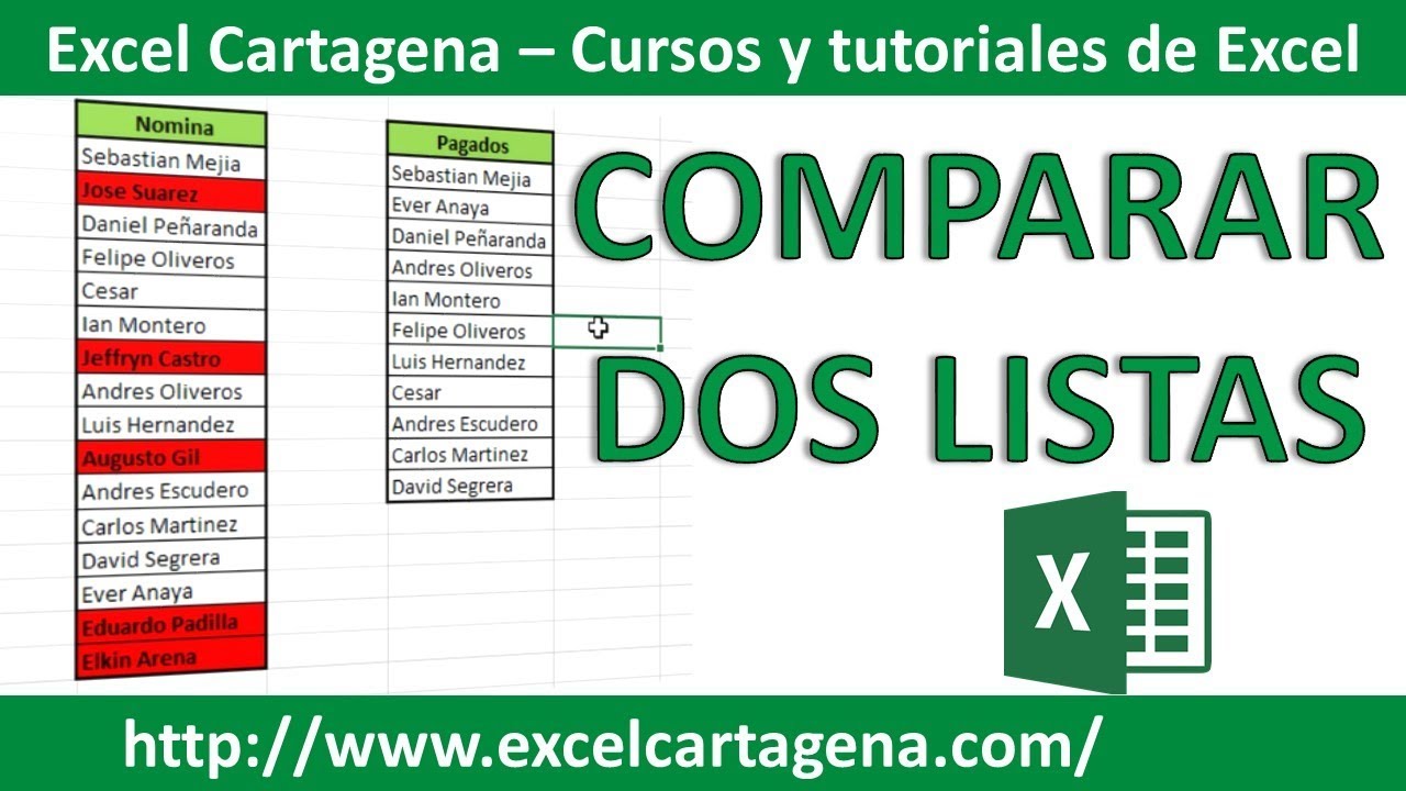 como comparar dos listas en excel