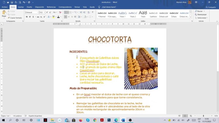 como hacer un recetario en word