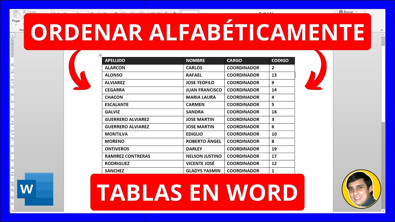 como ordenar palabras por orden alfabetico en word