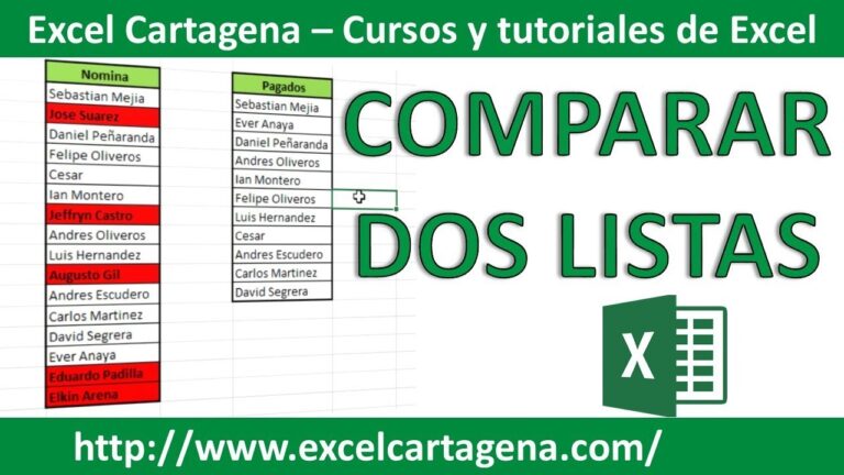 comparar dos listas en excel