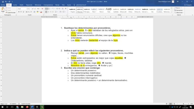 ejercicios de determinantes y pronombres resueltos