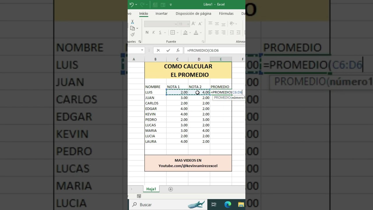 funcion promedio en ingles excel
