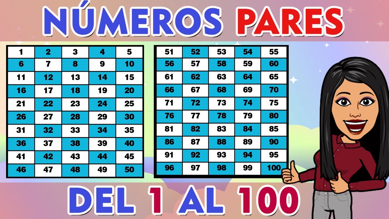 numeros pares del 1 al 100
