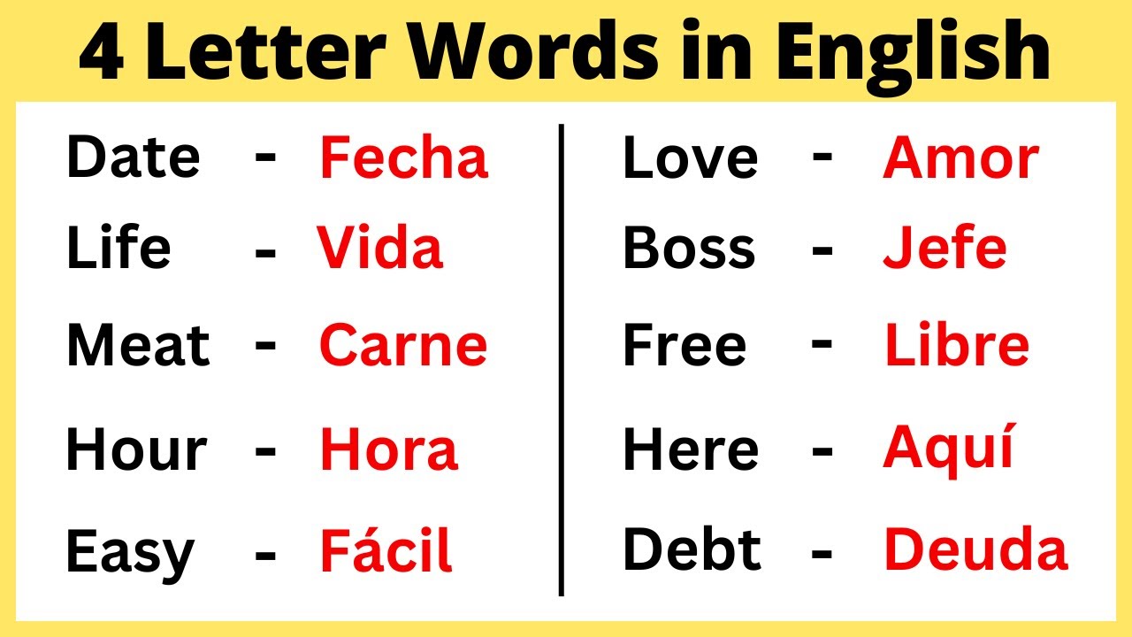 palabras de 4 letras en ingles