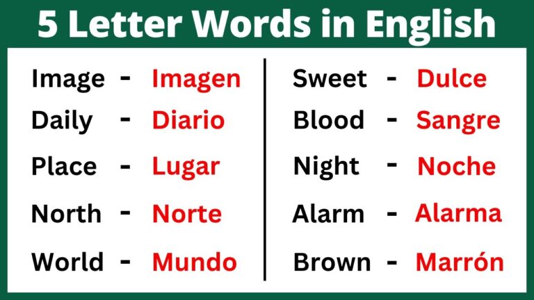 palabras en ingles con cinco letras
