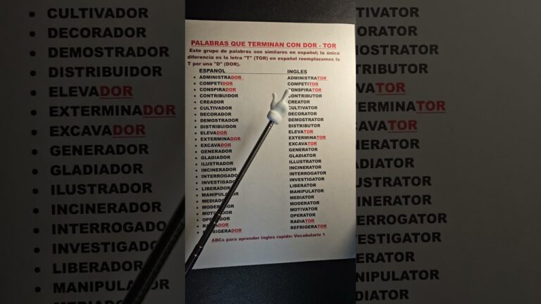 palabras que acaben en dor