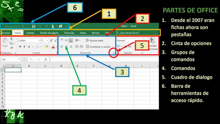 partes de excel en ingles