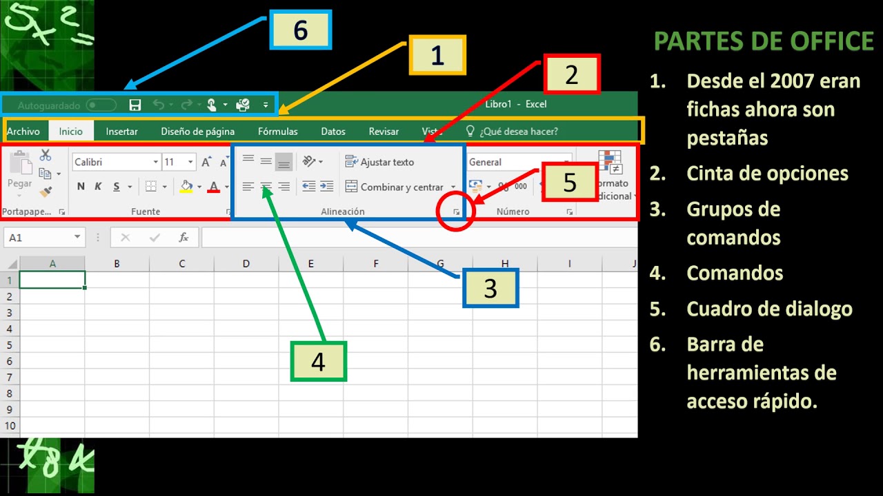 partes de excel en ingles