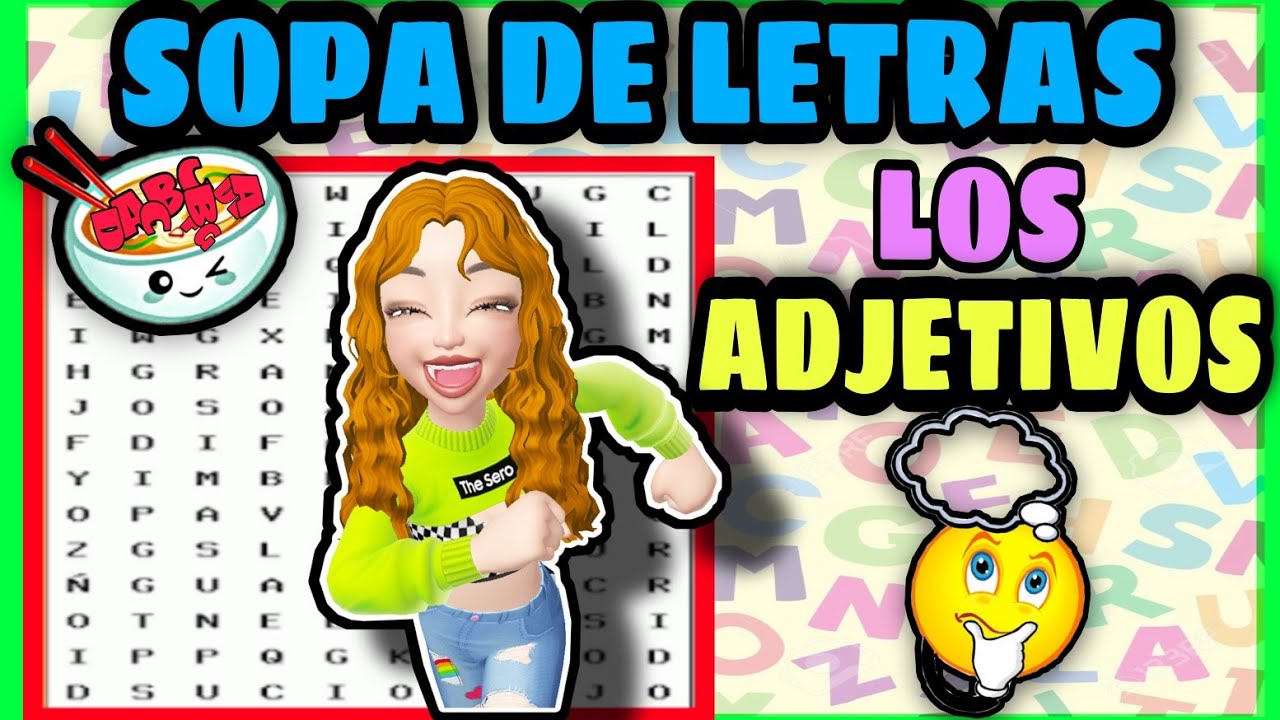 sopa de letras sobre adjetivos